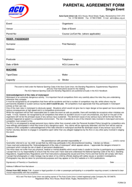 Acu Parental Agreement Form