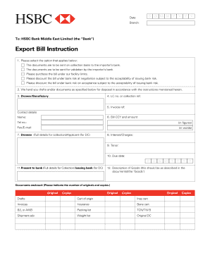 Hsbc Instruction for Export Trade Collectionnegotiation Form