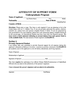 Affidavit of Support Form