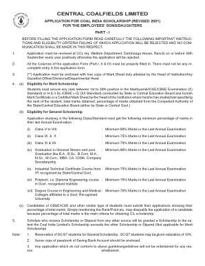 Coal India Scholarship  Form