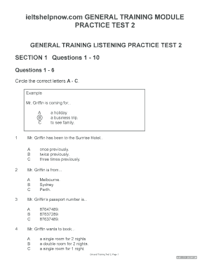 Mr Griffin Ielts Listening Answers  Form