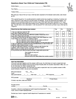 Tb Questionnaire Texas  Form