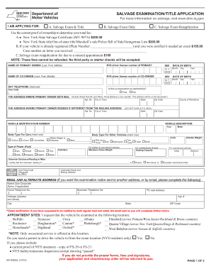 Get and Sign SALVAGE EXAMINATIONTITLE APPLICATION Dmv Ny 2015 Form