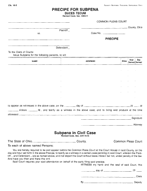 Ohio Subpoena Form