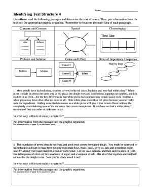 Identifying Text Structure 4 Answer Key  Form