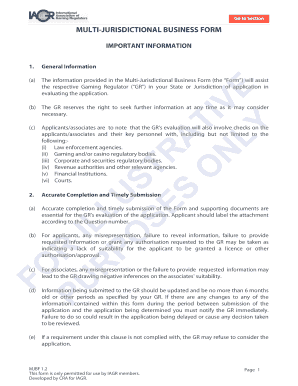 Multi Jurisdictional Business Form Gambling Commission