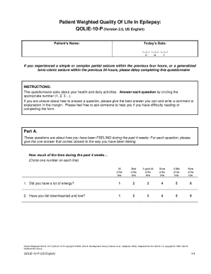 Qolie 10 Questionnaire PDF  Form