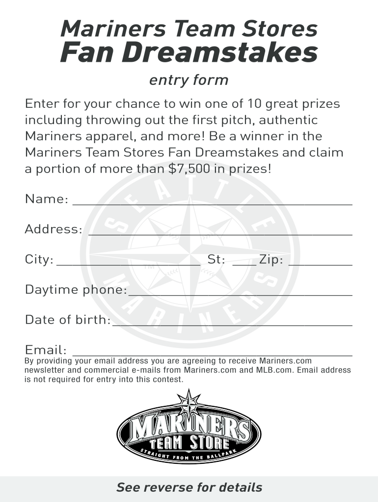 Mariners Fan Dreamstakes Form