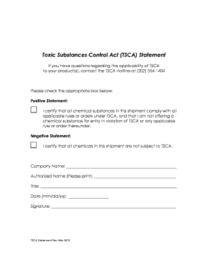 Tsca Statement  Form