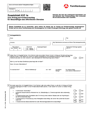 Zusatzblatt Kiz 1a  Form