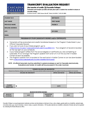 Cascadia College Transcript  Form