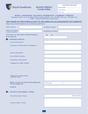 Healthshield Claim Form