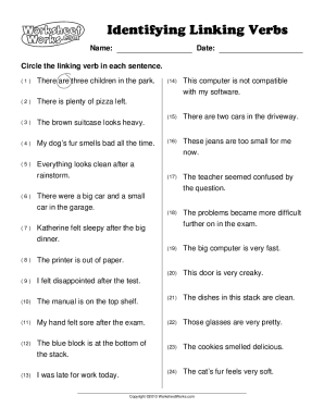 Circle the Linking Verb in Each Sentence  Form