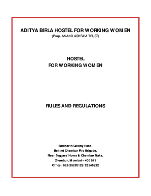 Aditya Birla Working Womens Hostel  Form