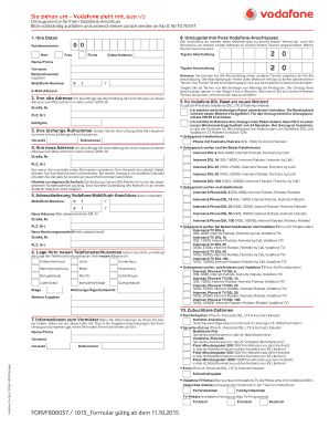 Vodafone Umzug Formular PDF