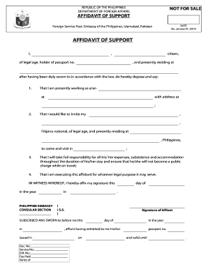 AFFIDAVIT of SUPPORT Embassy of the Philippines Isdpe Com  Form