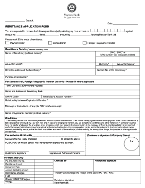 Meezan Remittance Form