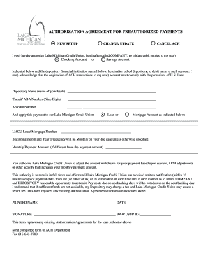Download Automatic Payment Form Lake Michigan Credit Union