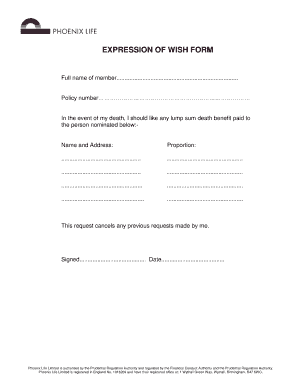 Expression of Wish Form Template