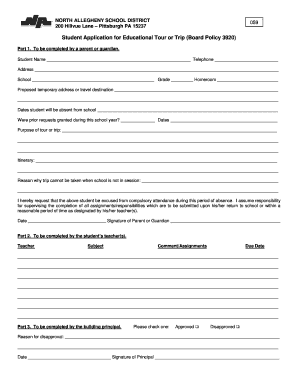 North Allegheny Vacation Form