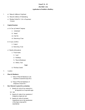 Form P D 32 See Rule 1 1 Application to Establish a Distillery a