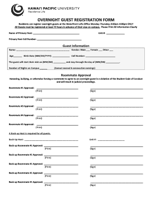 Hpu Ivisitor  Form