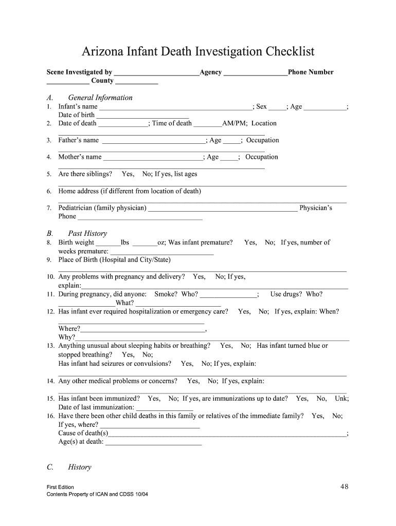 Death Investigation Checklist  Form