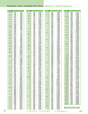 Letter Drill Size Chart PDF  Form