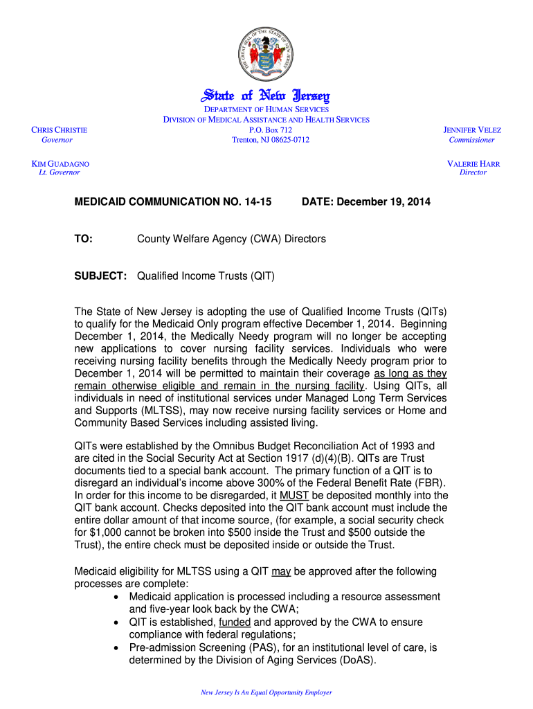  Nj Medicaid Qit Form 2014-2024