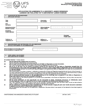 Ufs Residence Application Form