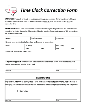 Time Clock Correction Form