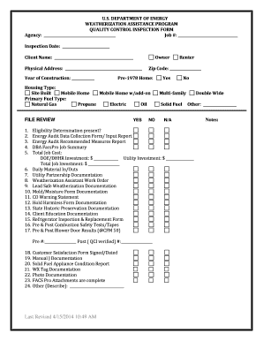 Quality Control Inspection Form