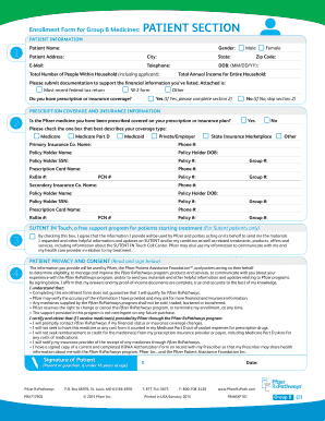 Pfizer Patient Assistance Program Application PDF Group a  Form