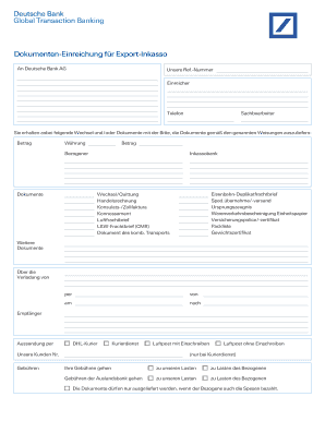 Dokumenten Einreichung Fr Export Inkasso Deutsche Bank  Form