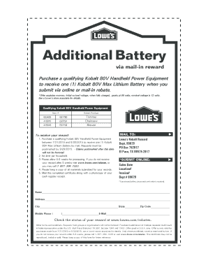 Kobalt 80 Volt Battery Rebate  Form