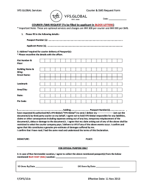 Vfs Courier Form Filled Sample