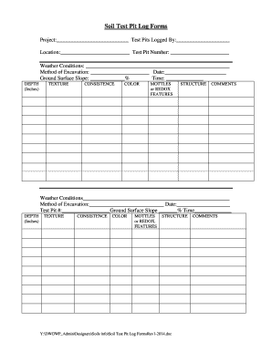 Soil Test Pit Log Forms Vermontdrinkingwater