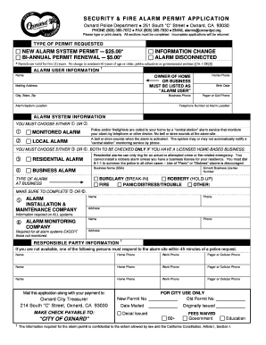 Oxnard Alarm Permit  Form