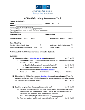 ACPM Child Injury Assessment Tool Acpm  Form
