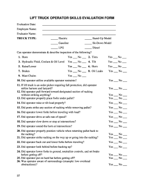 Lift Truck Operator Skills Evaluation Form 78 KB PDF Lni Wa