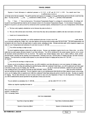 Travel Order  Form