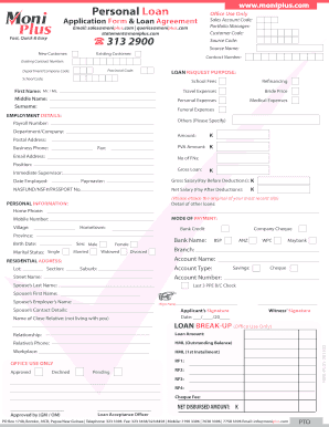 Moni Plus Vehicle Loan  Form