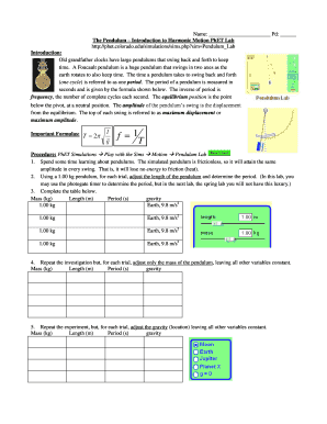 Phet Pendulum Lab Answer Key PDF  Form