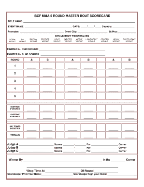 Mma Scorecard Template  Form