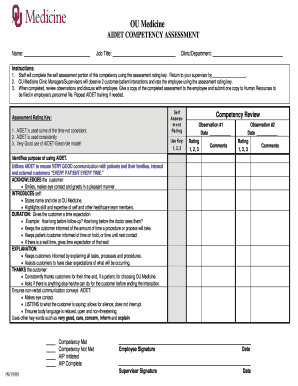 Aidet Competency Assessment Tool  Form