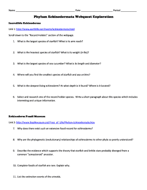 Mollusca Webquest Answer Key  Form