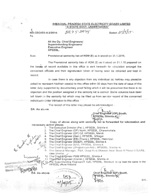 Hpsebl Seniority List  Form