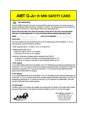 Amt G Jet Feefing Tube Mri Safe Form