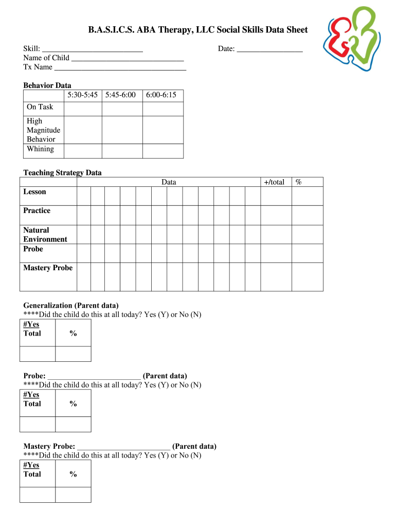 Social Skills Data Sheet Professionals  Autism Speaks  Autismspeaks  Form