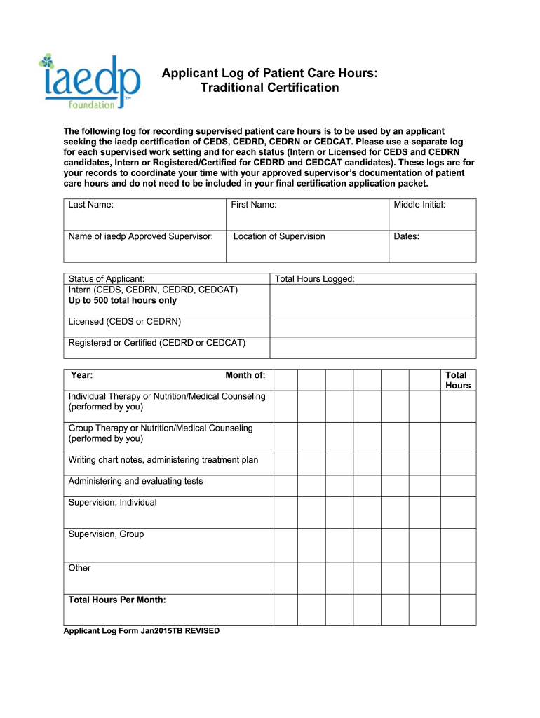  Applicant Hire Log Sample Form 2015-2024